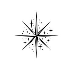 Retro Starburst Logo in Black & White, Elegant & Modern Design