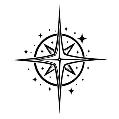 Fototapeta premium Compass Rose Vector Icon, Minimalist Black and White Design