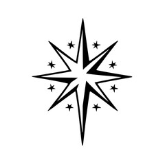 Obraz premium Minimalist Starburst: Black and White Celestial Design
