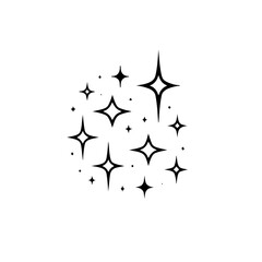 Black Starbursts on White: Minimalist Sparkle Vector