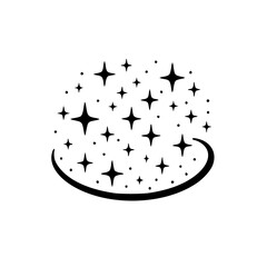 Celestial Sparkle Logo Element: Black Stars & Swirl on White