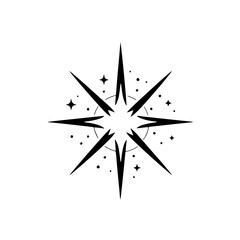 Obraz premium Minimalist Starburst Logo Design, Black and White, Sparkling Effect
