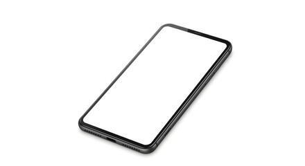 Sleek black smartphone mockup with blank white screen for digital design display