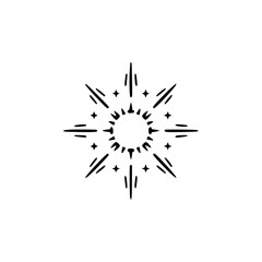 Obraz premium Minimalist Sunburst Logo Icon on White