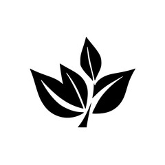 Minimalist Black & White Leaf Icon on White Background