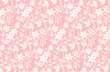 Floral Pattern,  White Lily, Casablanca Motifs, Light pink