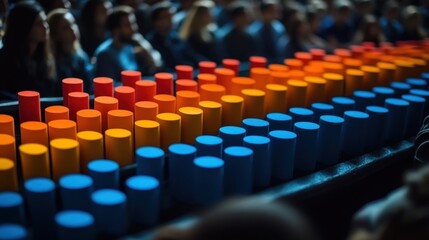 Obraz premium Abstract Colorful Cylinders in a Conference Setting