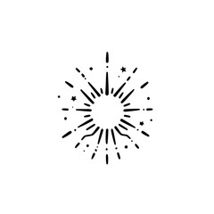 Obraz premium Minimalist Sunburst Icon: Black & White Design, Starburst Effect, Vector Illustration