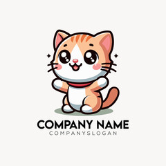 Cat Logo Design Vector Illustration
