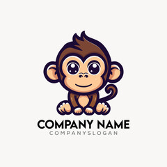 Monkey Logo Design Vector Illustration