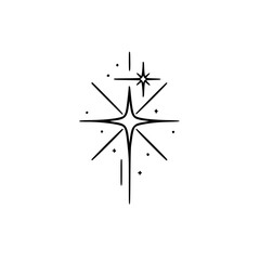 Fototapeta premium Minimalist Starburst Logo, Black Lines on White, Modern Design