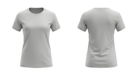 Fototapeta premium Gray female t-shirt template mockup, front and back view on plain background