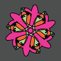 Abstract and fauna ceramic motif design with colorful colors on a gray background