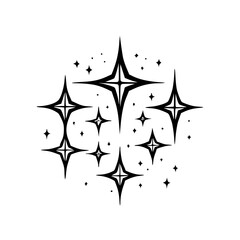 Retro Starbursts on White: Vector Graphics, Celestial Sparkle