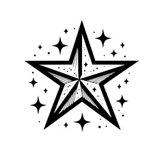 Black Star Illustration, Celestial Design, Geometric, Minimalist, Isolated