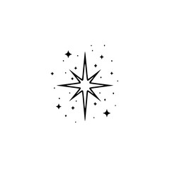 Black and White Star Burst Illustration, Celestial Design