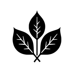 Minimalist Leaf Icon: Black Leaves on White, Botanical Graphic