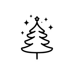 Minimalist Christmas Tree Icon with Stars, Festive Design