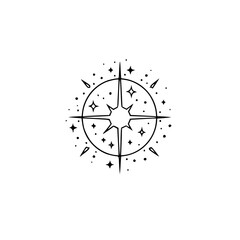 Celestial Compass Rose: Black & White Starburst Emblem