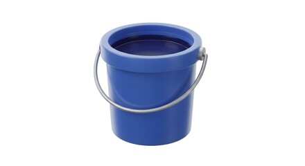 Isolated blue bucket with metal handle ready for cleaning or gardening