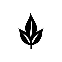 Minimalist Black Leaf on White: Nature-Inspired Design, Abstract Plant Icon
