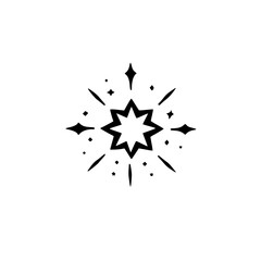 Black Starburst Vector Illustration, Minimalist Design Element