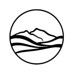 Minimalist Mountain Landscape in a Circle