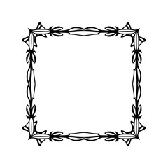 Elegant Black Floral Frame on White: Decorative Border Design