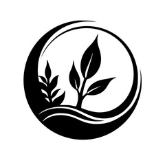 Eco-Friendly Circle Logo: Black & White Nature Icon