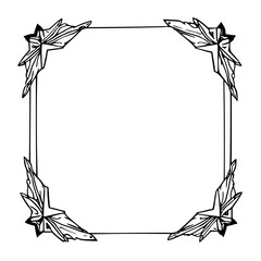 Elegant Corner Frame with Leaf Accents - Black & White Vector Illustration