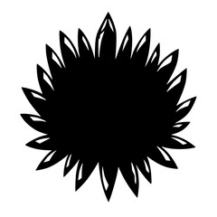 Minimalist Sunflower Silhouette on White Background