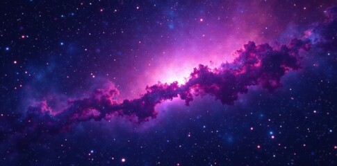 Nebula with glowing purple stars in the night sky,  purple,  universe background