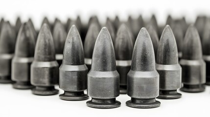 Close Up of Metal Bullets Ammunition War Weapon Cartridge