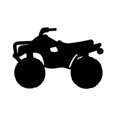 Black Silhouette of a FourWheeled AllTerrain Vehicle or ATV on White