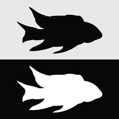 cichlid fish silhouette vector design