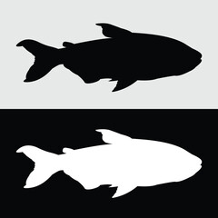 silhouette vector design of ornamental fish that are often kept