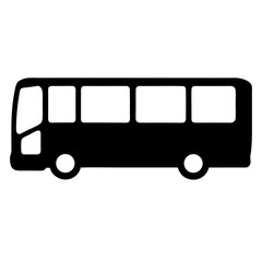 Black Silhouette of City Bus with Rectangular Windows and Rounded Edges