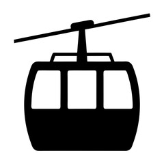 Simple black vector icon of a cable car for transportation up mountains © pixostudio