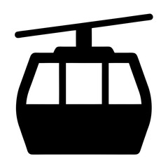 Black silhouette of a gondola cable car lift for transportation © pixostudio