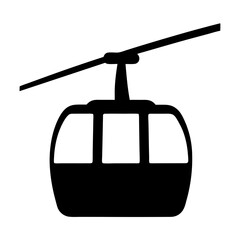 Fototapeta premium Black and white silhouette of a cable car suspended on wires