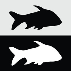silhouette vector design of ornamental fish that are often kept