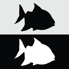 silhouette vector design of ornamental fish that are often kept