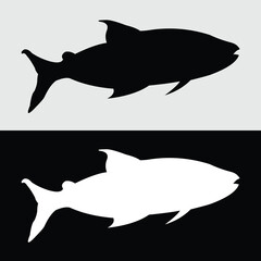 silhouette vector design of ornamental fish that are often kept