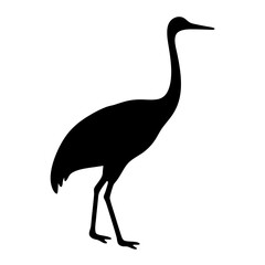 Elegant silhouette of a Sandhill crane bird against a white background