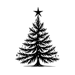 Elegant Black & White Christmas Tree Silhouette Design