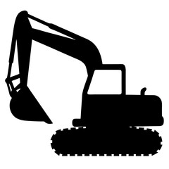 Silhouette of a construction excavator digging, showcasing engineering and heavy machinery