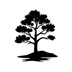 Silhouette Bonsai Tree Illustration - Zen Minimalism, Black & White