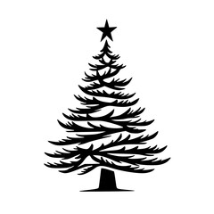 Minimalist Black and White Christmas Tree Silhouette, Modern Holiday Design