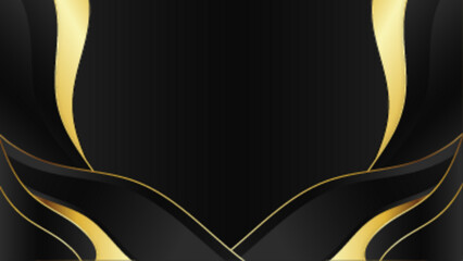 Black and Gold Luxury Abstract Background for Background Slide etc