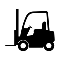 Silhouette of a Forklift Truck with White Background Depicting Industrial Equipment